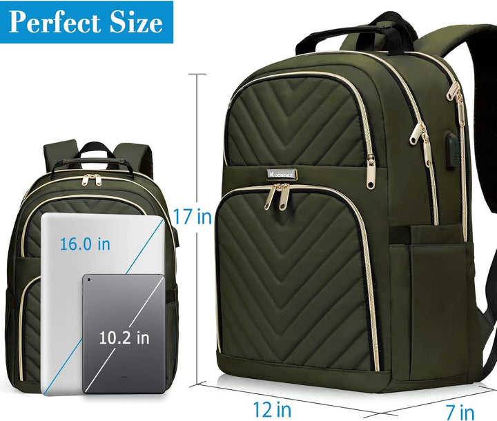 Kuosdaz Rucksack Damen, 15.6 Zoll Schulrucksack Mädchen Teenager mit USB Ladeanschluss, Laptop Rucks