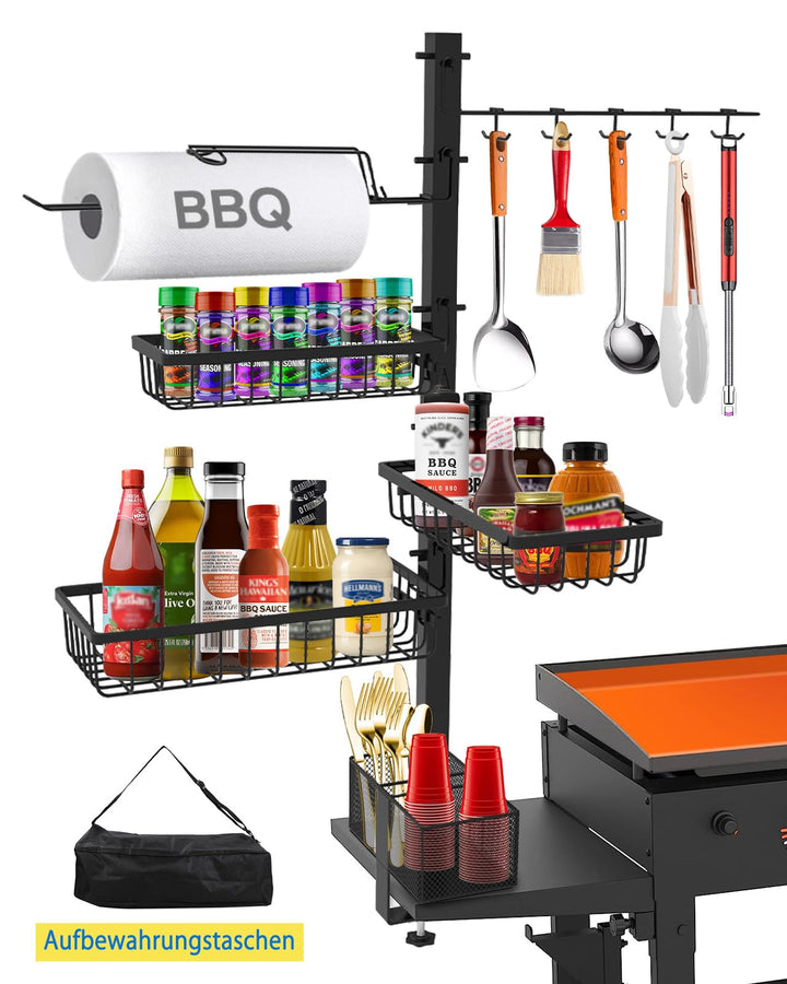 Grill-Caddy für Blackstone Grill zubehör, Grillzubehör mit Papierhandtuchhalter, Outdoor-Küchenzubeh