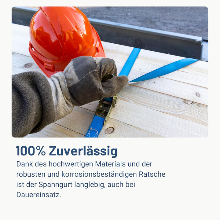 2X Spanngurt Zurrgurt mit Haken 6 m bis 800 kg / 800 daN, zweiteilig 2-TLG Ratschengurt blau, 25 mm