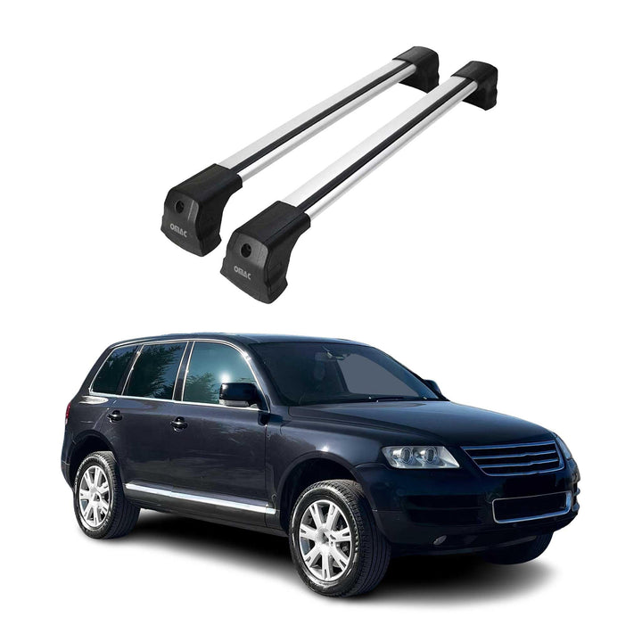 OMAC Dachträger Grundträger kompatibel mit VW Touareg 2002-2010 Gepäckträger Alu Silber 2X
