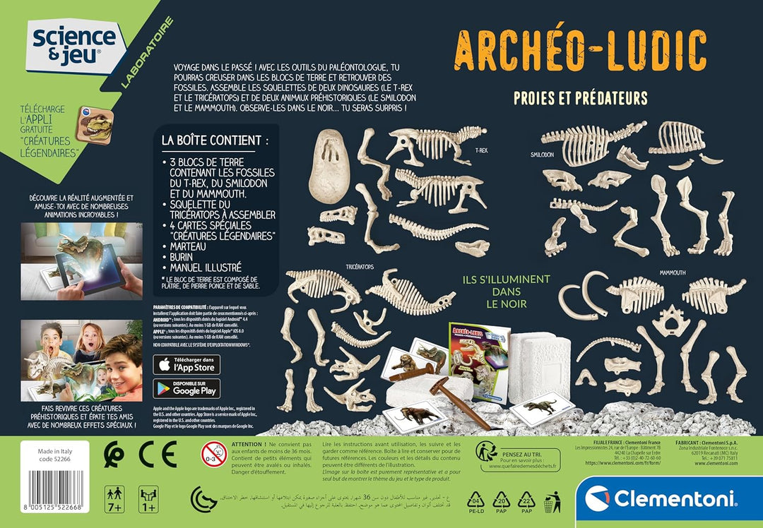 Clementoni – 52266 – archéo ludic – Beute und Raubtiere – , phosphoreszierend