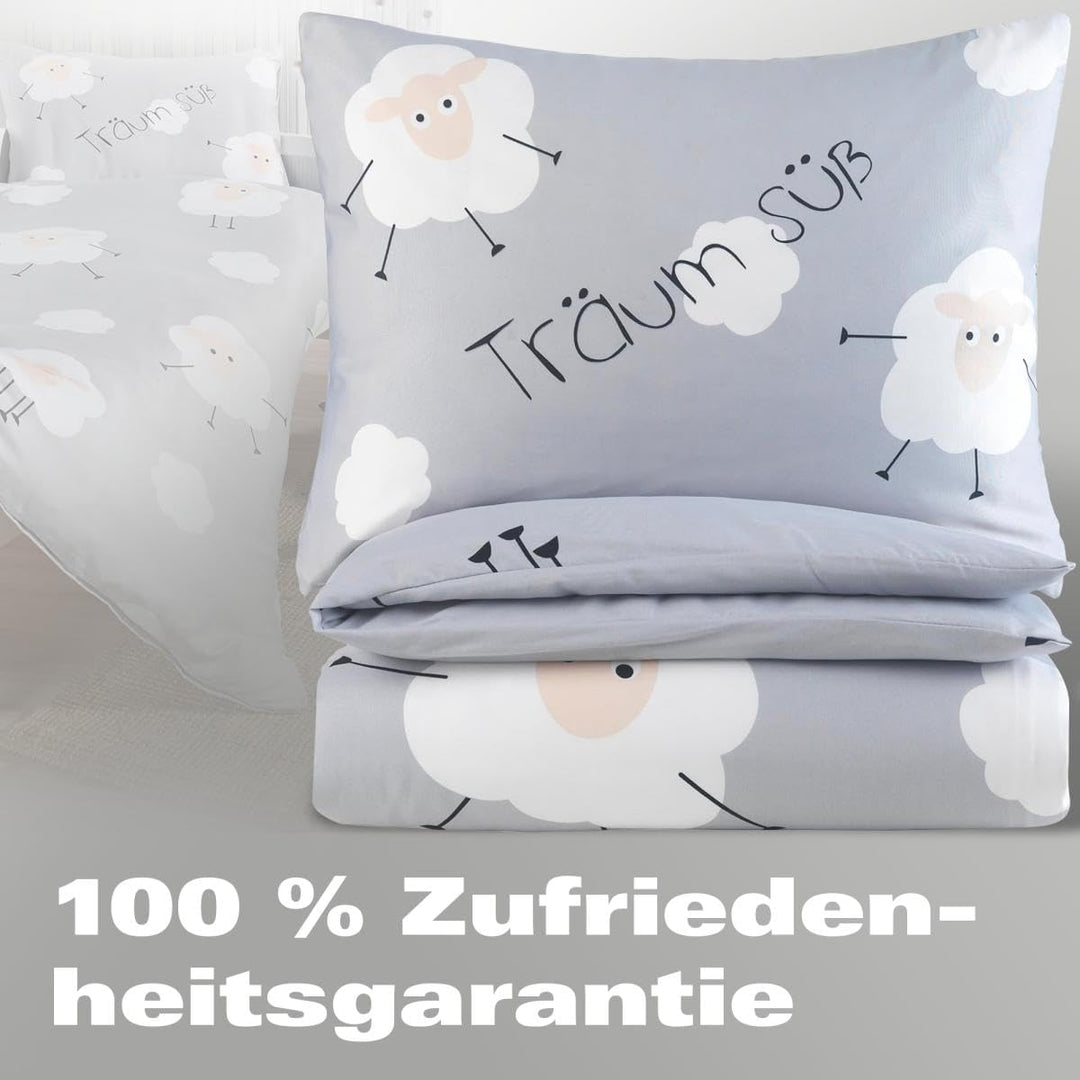 BaSaTex Kinder Baby Bettwäsche Set für Mädchen und Jungen | 100x135 cm + 40x60 cm | 100% Polyester M