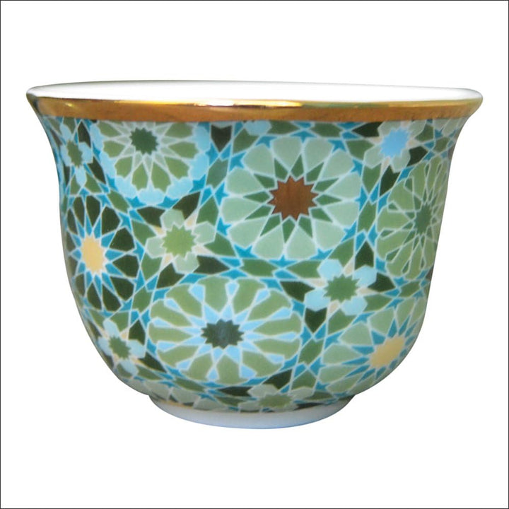 images d´ orient Tin Box with 4 Coffee Cups Blechdose mit 4 Porzellan Kaffeetassen Andalusia 60ml, I