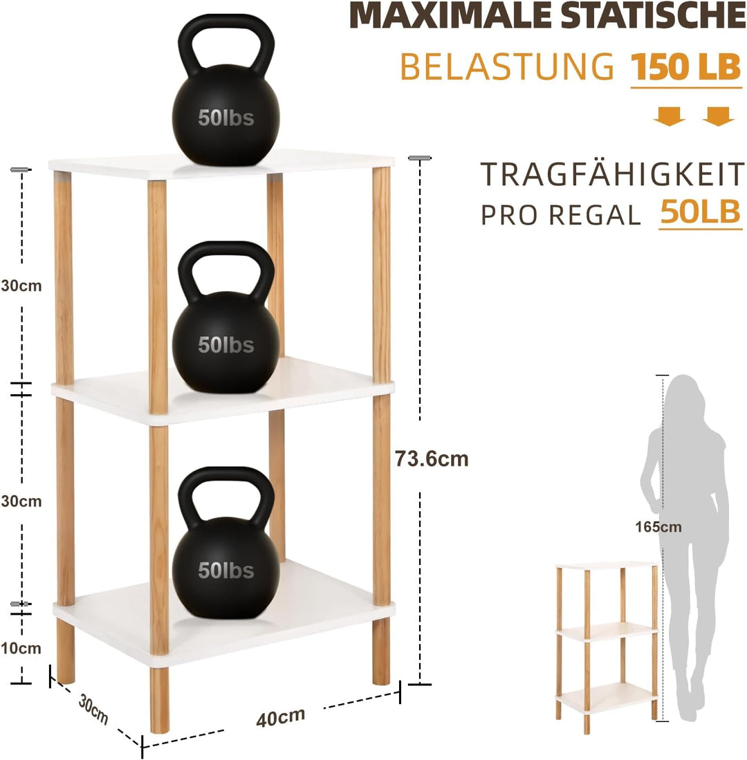 YGYQZ Beistelltisch, Weiss Nachttisch 3 Ebenen, Holz Couchtisch Kleiner Tisch für Schlafzimmer, Wohn