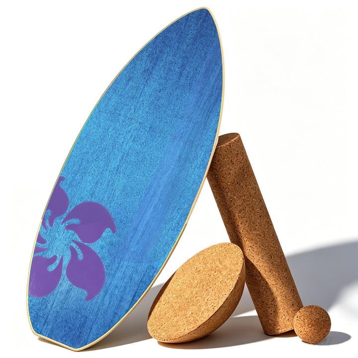Balance Board Erwachsene Surfing aus 4-in-1 Echtholz Holz Balancebrett Set Trainer Rutschfester Glei