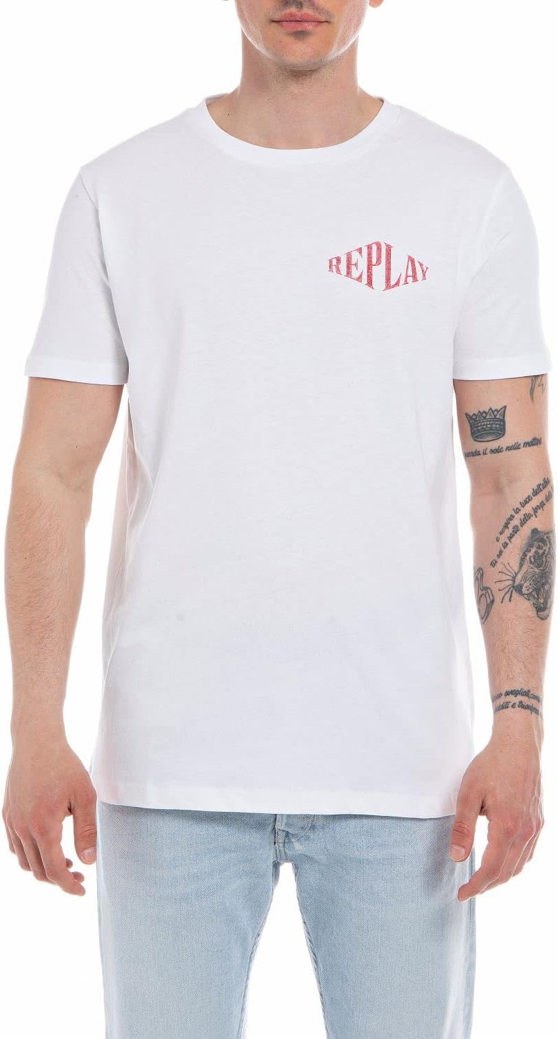Replay Herren T-Shirt S Optical White 001, S Optical White 001