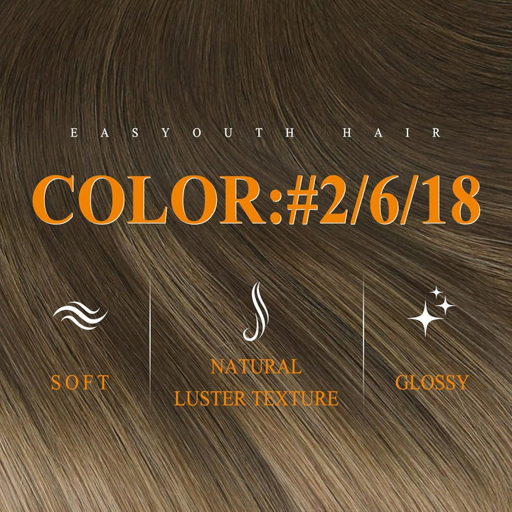 Easyouth Echthaar Tape Extensions Balayage Braun Extensions Echthaar Tape Dunkelste Braun Ombre Mitt