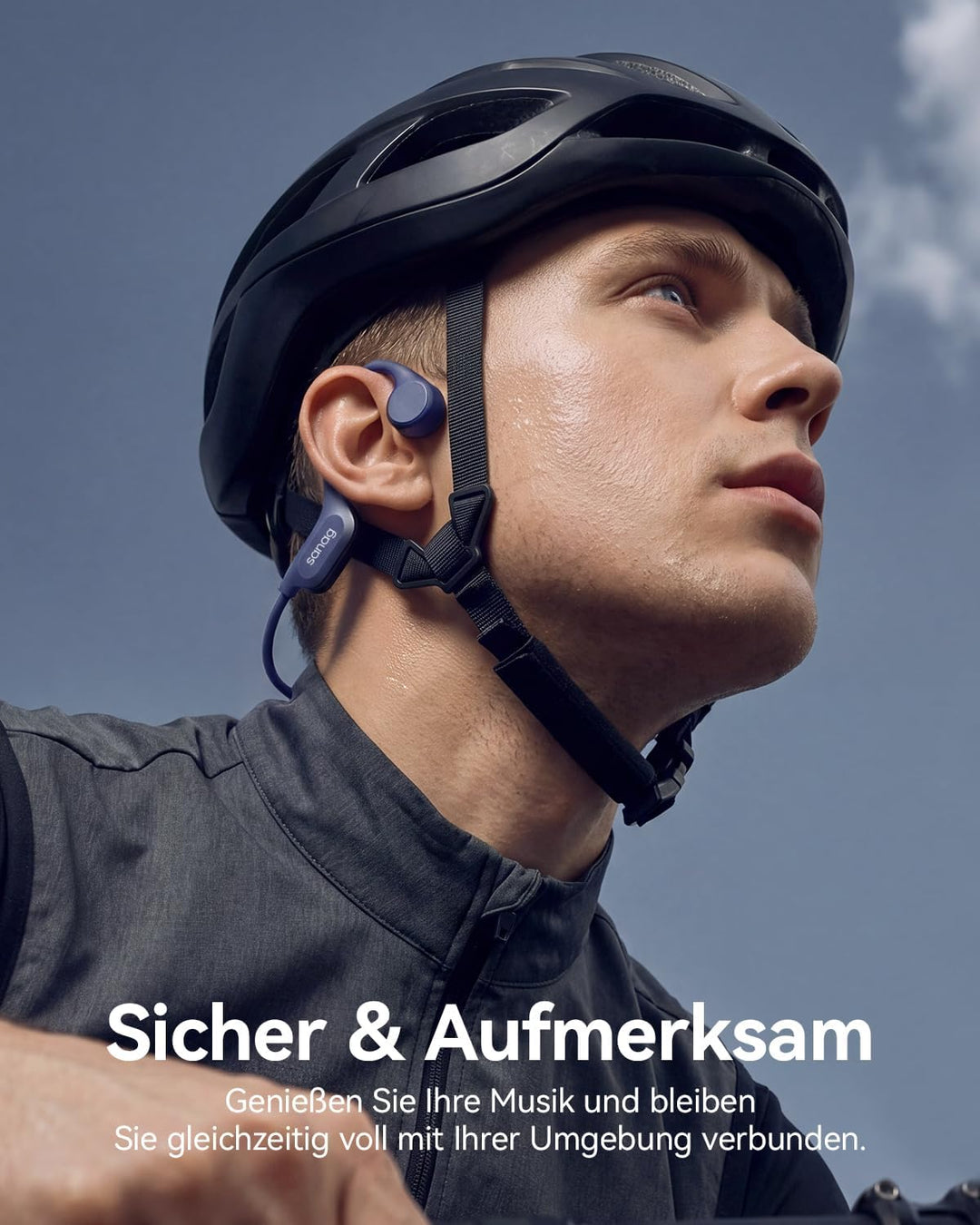 SANAG Knochenschall Sportkopfhörer, Open-Ear-Ohrhörer mit Bluetooth 5.3, Mikrofon mit Geräuschunterd