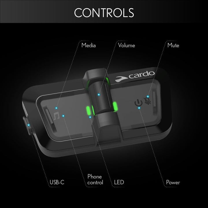 Cardo PACKTALK Helm-Kommunikationssystem, ideal für Ski, Snowboard und Radfahren, Einzelpackung, Out