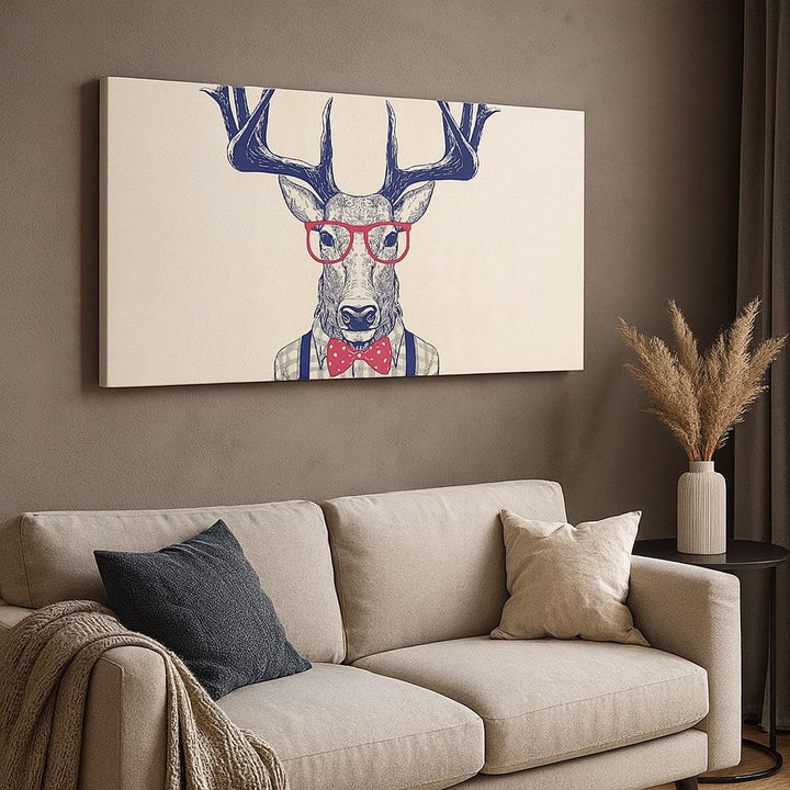 Wandbilder Dekoration Wohnzimmer Charakter Hirsch Illustration hipster Bilder auf Leinwand 120x50cm