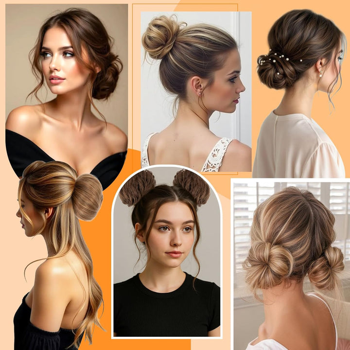 S-noilite Echthaar Dutt - Scrunchies für Gewellt Haar für Frauen, Elastisches Haarteil mit Gummiband