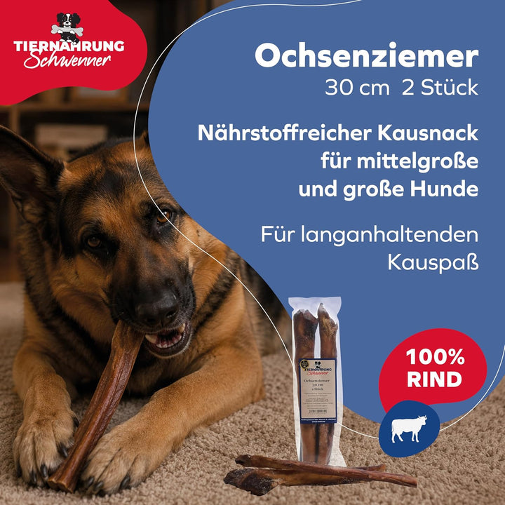 Ochsenziemer für Hunde – 30cm grosse Kauartikel - 2 Stck. für langanhaltenden Kauspass 150 g (1er Pa