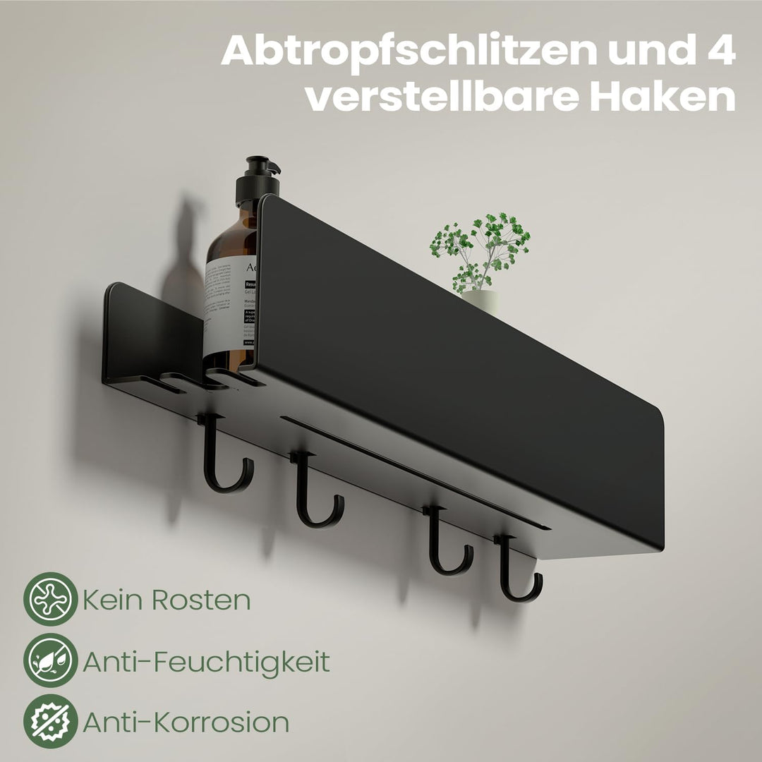 REKITA Duschablage ohne Bohren, Badezimmer Organizer 40 cm, Duschablage Edelstahl mit 4 Abnehmbaren