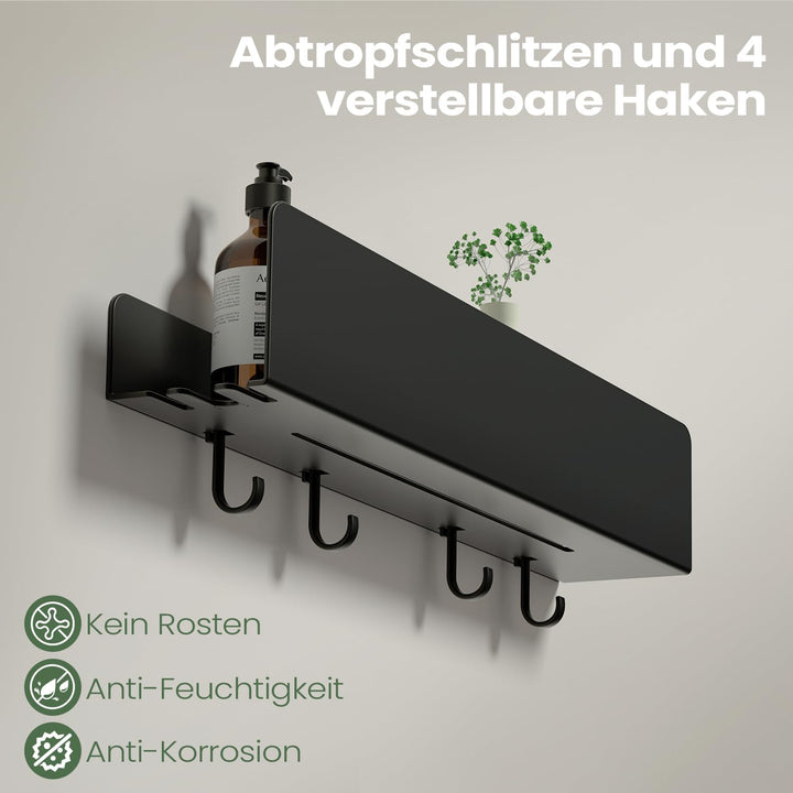 REKITA Duschablage ohne Bohren, Badezimmer Organizer 40 cm, Duschablage Edelstahl mit 4 Abnehmbaren