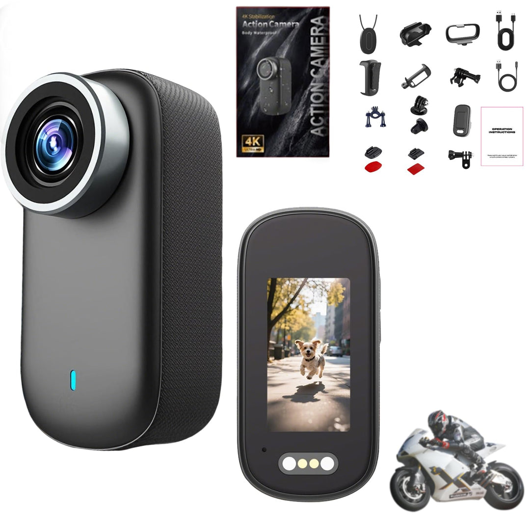 Mini Action Cam für Fahrrad Motorrad, Sport und Vlog-Aufnahmen, 4K UHD &amp; 150° Weitwinkel IP65 wasser