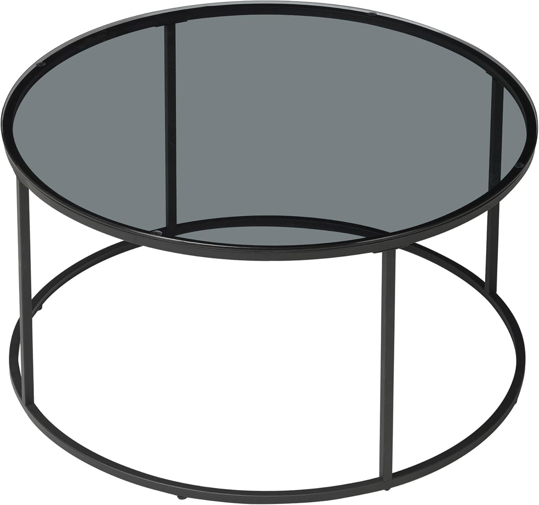 [en.casa] Couchtisch Kolari 45 x 80 cm Beistelltisch Wohnzimmertisch Glastisch Sofatisch rund Rauchg