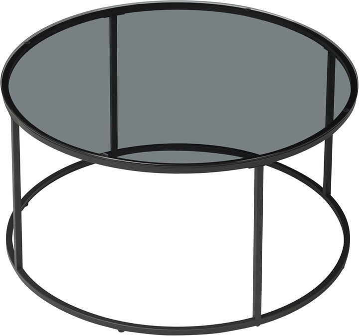 [en.casa] Couchtisch Kolari 45 x 80 cm Beistelltisch Wohnzimmertisch Glastisch Sofatisch rund Rauchg