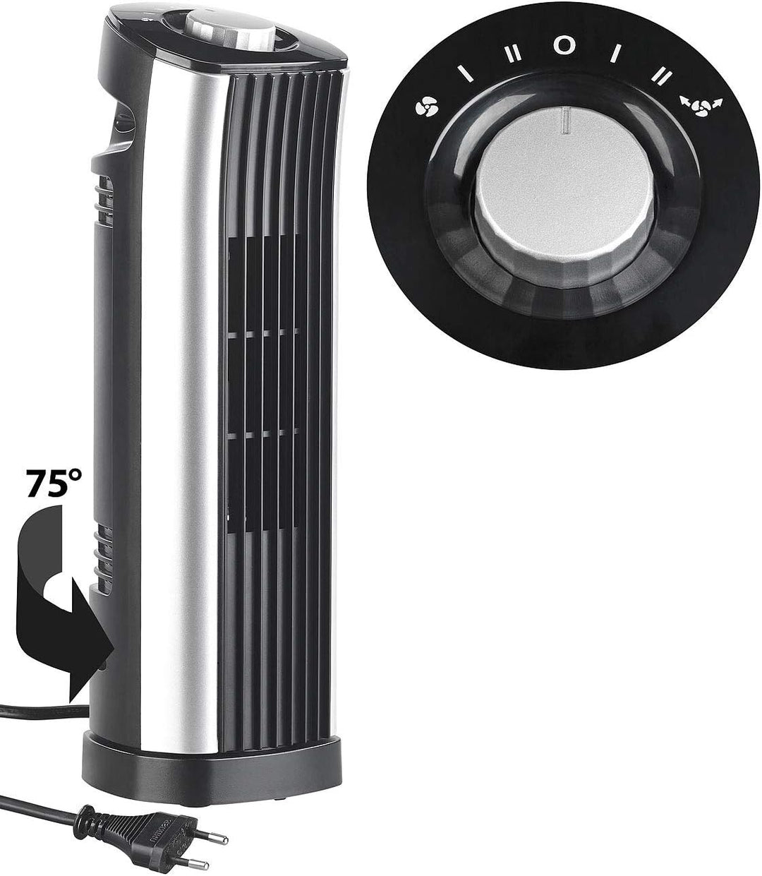 Sichler Haushaltsgeräte Tisch Ventilatoren: Tisch-Säulenventilator mit 75°-Oszillation, 2 Stufen, 24