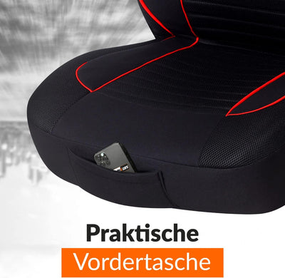 Upgrade4cars Auto-Sitzbezüge Vordersitze Schwarz Rot | Auto-Schonbezüge Set Vorne für Fahrersitz & B