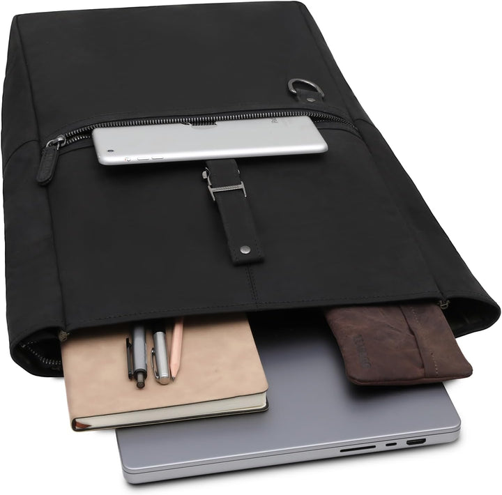 LEABAGS Leder Rucksack Damen & Herren I Echtleder Premium Daypack I Eleganter Backpack Frauen & Männ