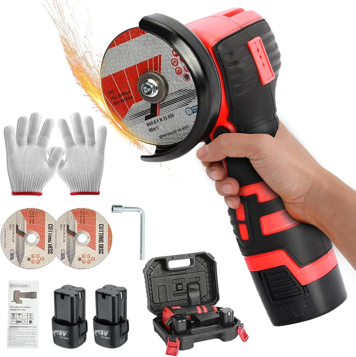 Mini Winkelschleifer, 16.8V Professional Winkelschleifer Set mit 2 Batterien 2000mAh, Trennschleifer