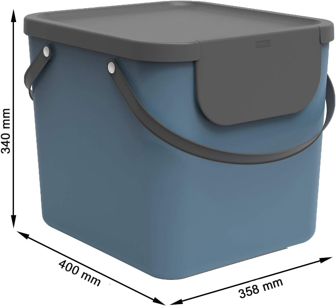 Rotho Albula Mülltrennungssystem 40l für die Küche, Kunststoff (PP), blau/anthrazit, Blau/Anthrazit
