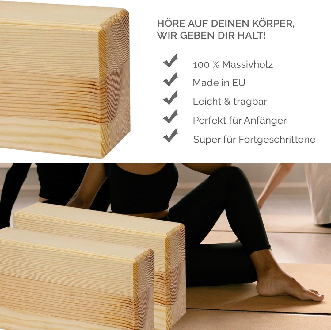 Yogablock Holzklötze für Yoga Pilates Stretching und Meditation Natürlich umweltfreundlich stabile U