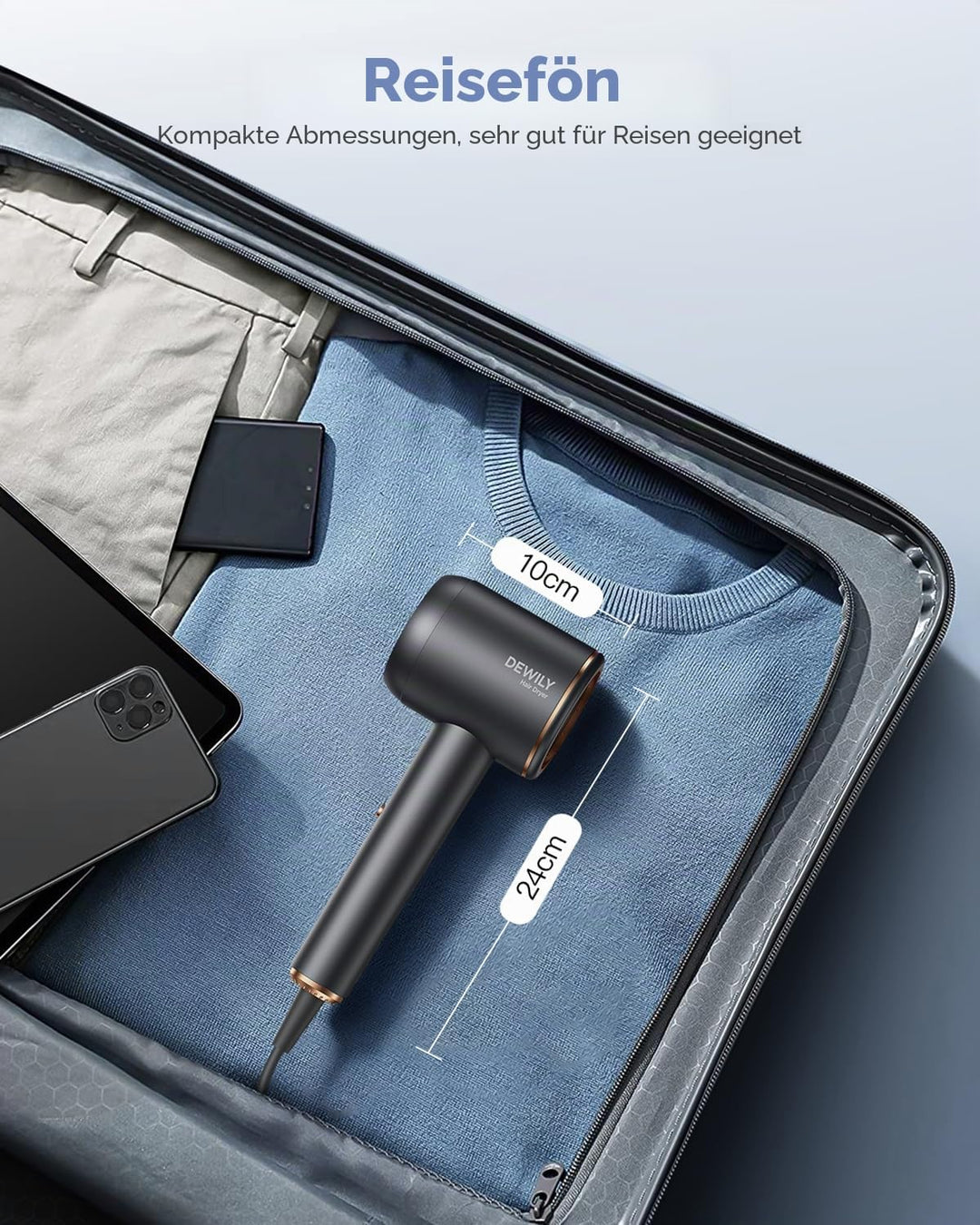 DEWILY Haartrockner mit Diffusor – 1800 W Schnelltrocknender professioneller Haartrockner für Zuhaus