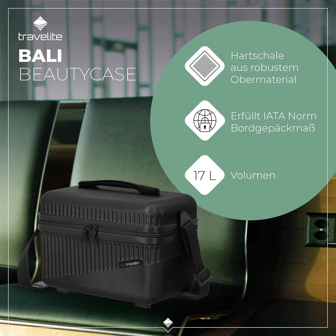 travelite Beautycase Hartschale Handgepäck, Bali, Kosmetikkoffer mit Organizer -und Aufsteckfunktion