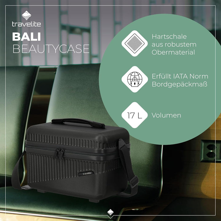 travelite Beautycase Hartschale Handgepäck, Bali, Kosmetikkoffer mit Organizer -und Aufsteckfunktion