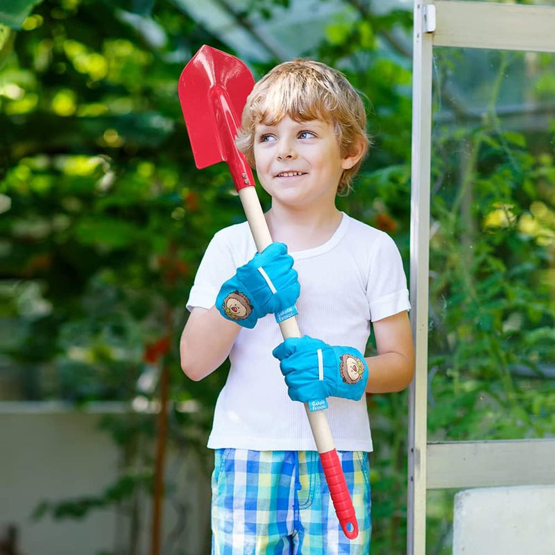 Hortem Kinder Gartengeräte Set 8-teilig, enthalten 4-teilig Kinder Lange Gartengeräte, 3-teilig Klei