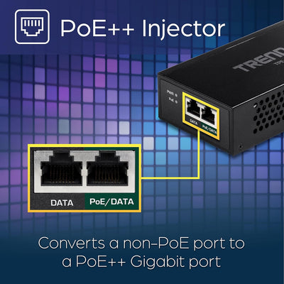 TRENDnet TPE-119GI Gigabit PoE++ Injektor, wandelt einen Nicht-PoE-Port in einen PoE++ um Gigabit, P