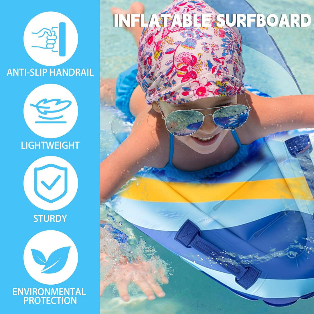 Aufblasbares Bodyboard Kinder, Shyllin Tragbares Aufblasbares Surfbrett mit Griffen, Lernen Hilfsmat