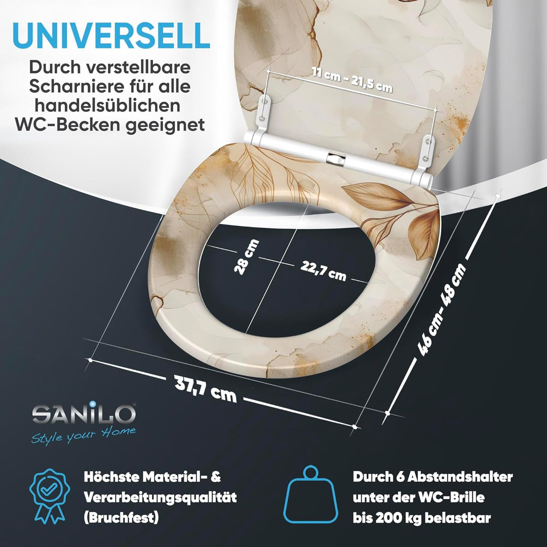 Sanilo WC Sitz mit Absenkautomatik & Schnellverschluss, Toilettendeckel per Knopfdruck abnehmbar, ei
