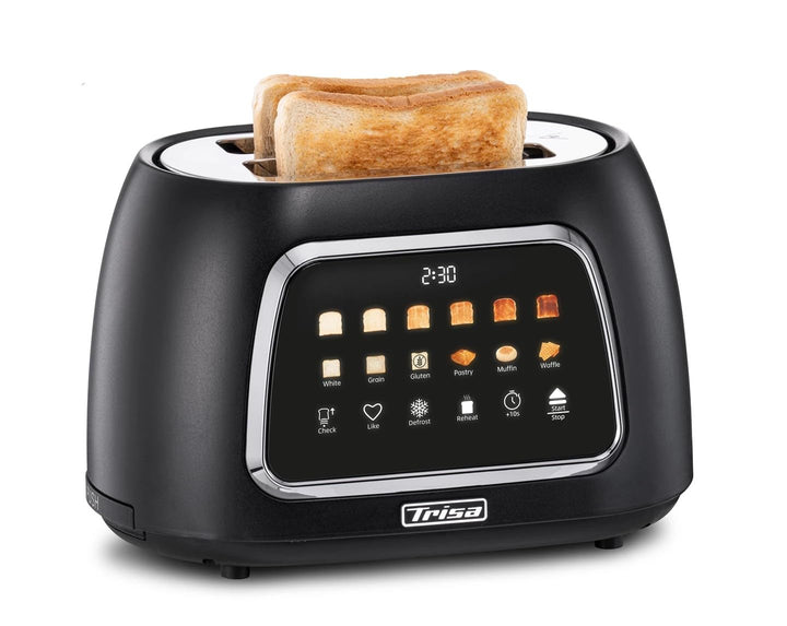 Trisa Toast IT! Digitaler Toaster 2 Scheiben 800W – Moderner Touchscreen Toaster mit Brötchenaufsatz
