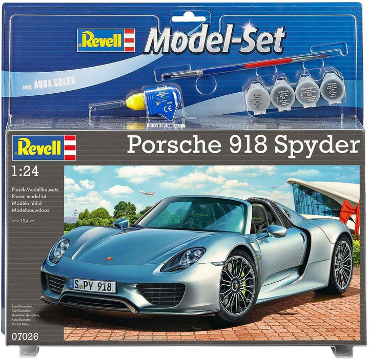 Revell Modellbausatz Auto 1:24 - Porsche 918 Spyder im Massstab 1:24, Level 4, originalgetreue Nachb