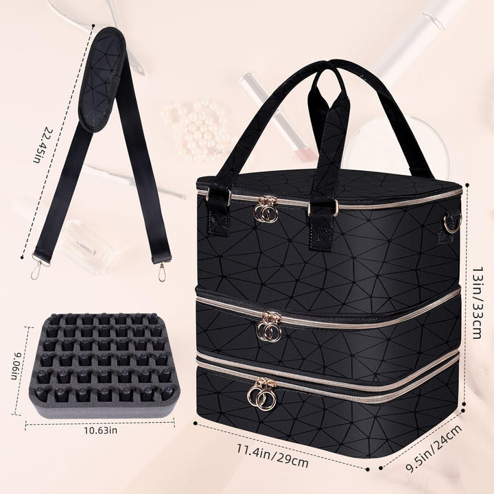 Nagellack Aufbewahrung Make Up Koffer für 84 Nagellackflaschen und 1 LED-Nagellampe,Make Up Organize