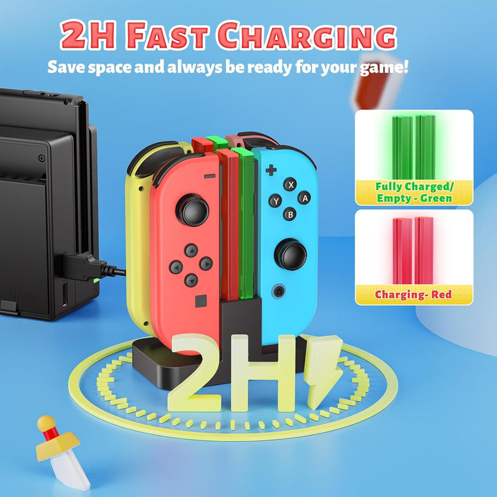 FASTSNAIL Ladestation für Switch Controller, Ladestation Kompatibel mit Nintendo Switch&Switch OLED，
