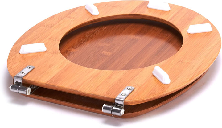 MSV WC Sitz Toilettendeckel Bambus "Bamboo" Scharniere aus Edelstahl - hochwertige und stabile Quali
