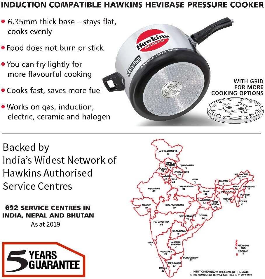 Hawkins Hevibase Induktions-Schnellkochtopf, 8 l, klein, Silber 8 Liter, 8 Liter