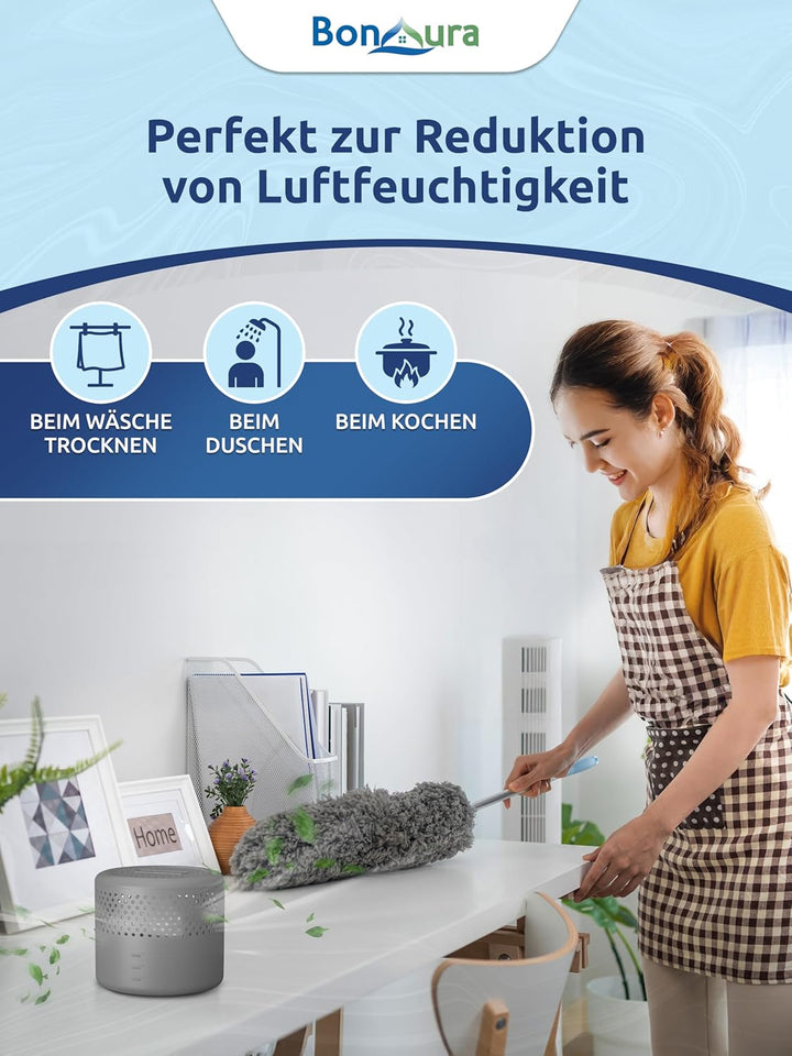 BonAura® 4x Luftentfeuchter ohne Strom + 8x 400g Luftentfeuchter Nachfüllpack - Raumentfeuchter bis