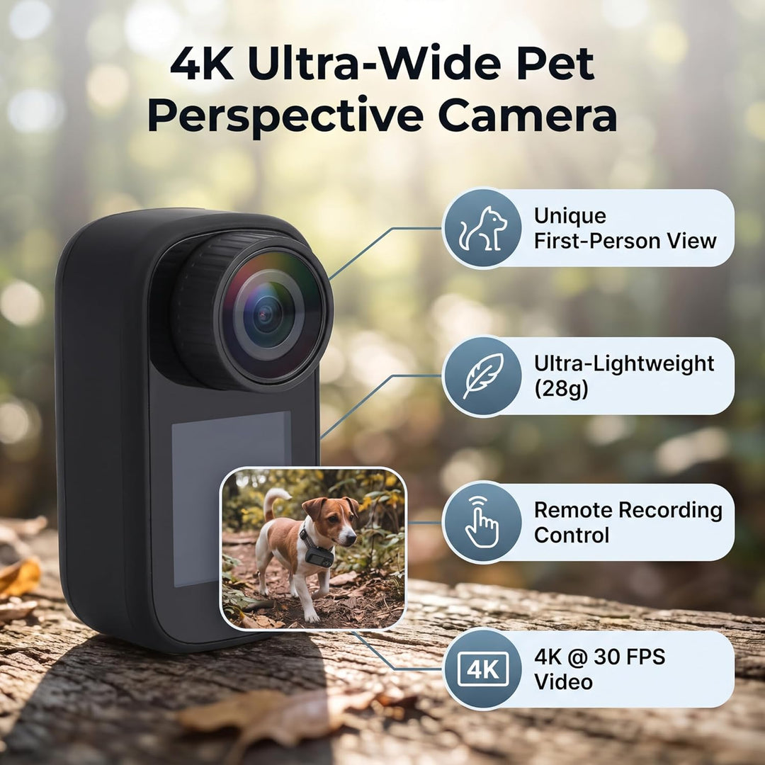 Zerodis 4K-Katzenhalsbandkamera, HD-WLAN-Haustierkamera, Mini-Actionkamera für Videoaufzeichnungen,