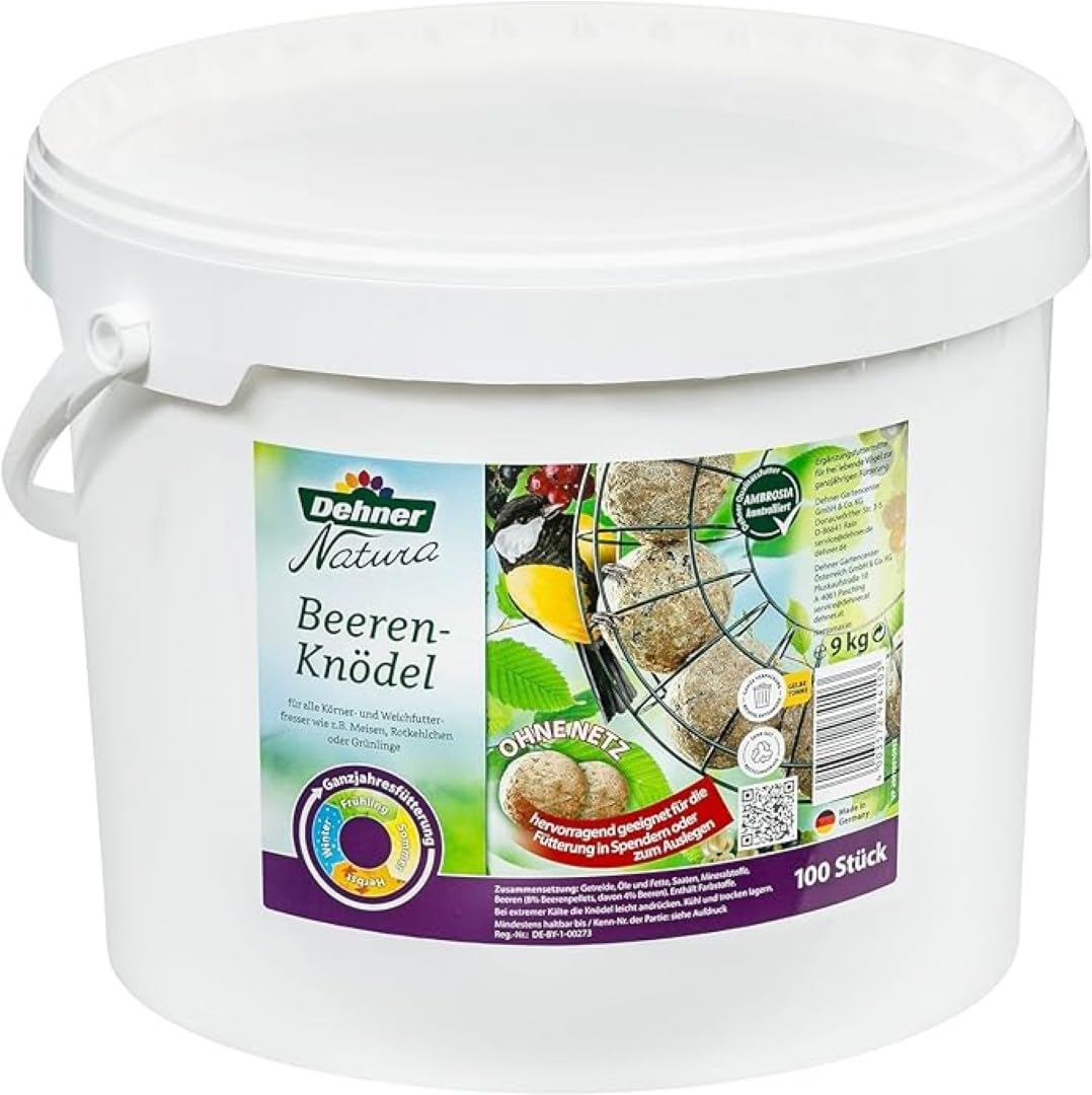 Dehner Natura Premium Meisenknödel ohne Netz, Beerenknödel, ganzjähriges Wildvogelfutter proteinreic