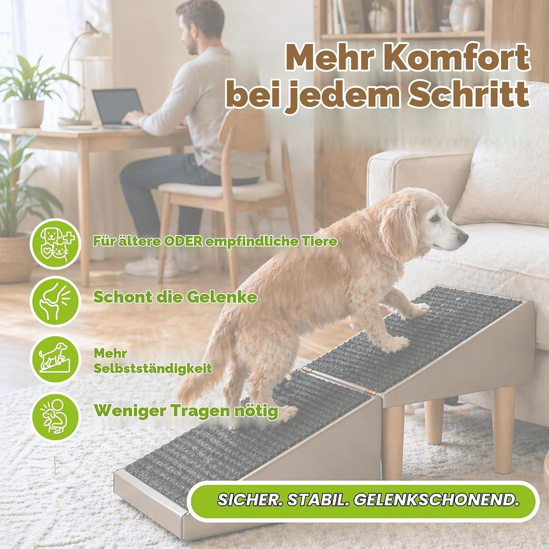 Outentin Hundetreppe Klappbar – rutschfeste Hunderampe &amp; Weiche Haustiertreppe für Kleine &amp; Grosse H
