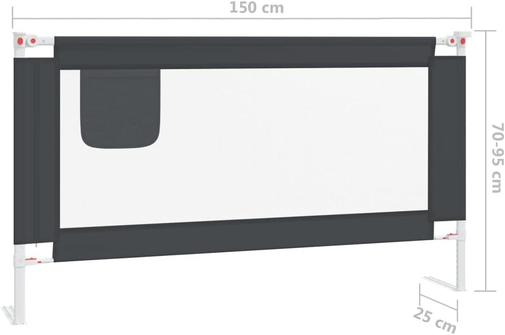 homiuse Kleinkind-Bettschutzgitter Dunkelgrau 150x25 cm Rausfallschutz Bett Bettumrandung Babybett R