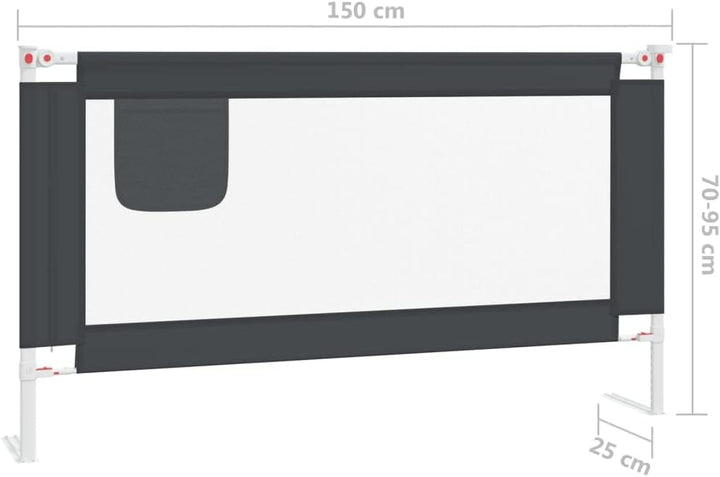 homiuse Kleinkind-Bettschutzgitter Dunkelgrau 150x25 cm Rausfallschutz Bett Bettumrandung Babybett R