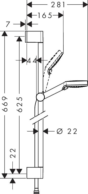 hansgrohe Crometta Duschset 0,65m, 2 Strahlarten, Weiss/Chrom 0,65m Set ohne Seifenschale 2