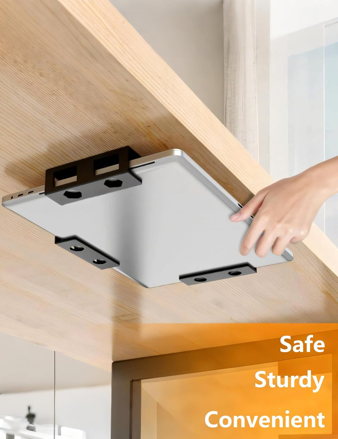 Laptop Halterung Unter Schreibtisch für Geräte < 3 cm Dicke, Untertisch Metall mit Kratzfesten Schut