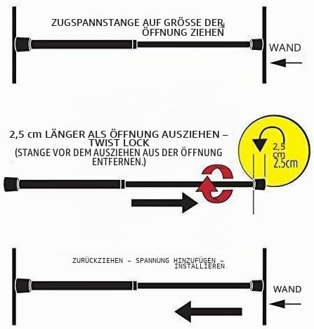 iDesign Duschvorhangstange, kurze Teleskopstange aus Metall, ausziehbare Duschvorhangstange ohne Boh