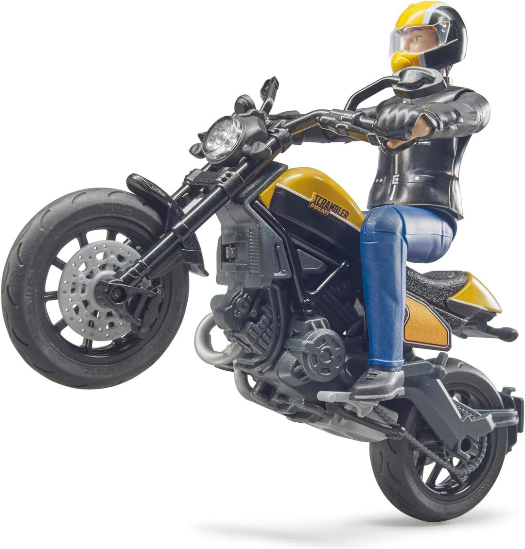 bruder 63053 - Scrambler Ducati Full Throttle, Motorrad und Fahrer - 1:16 Motorrad, Spielzeugfigur,